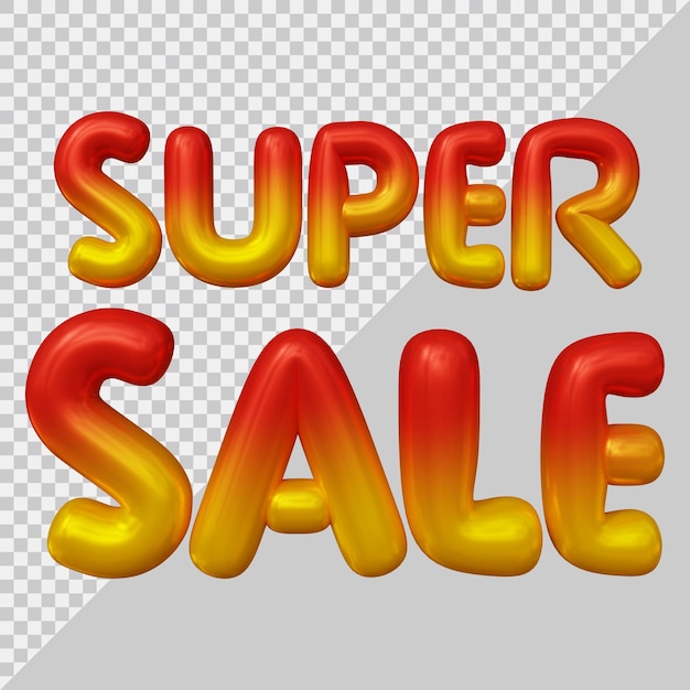 3d rendering of super sale text with modern style