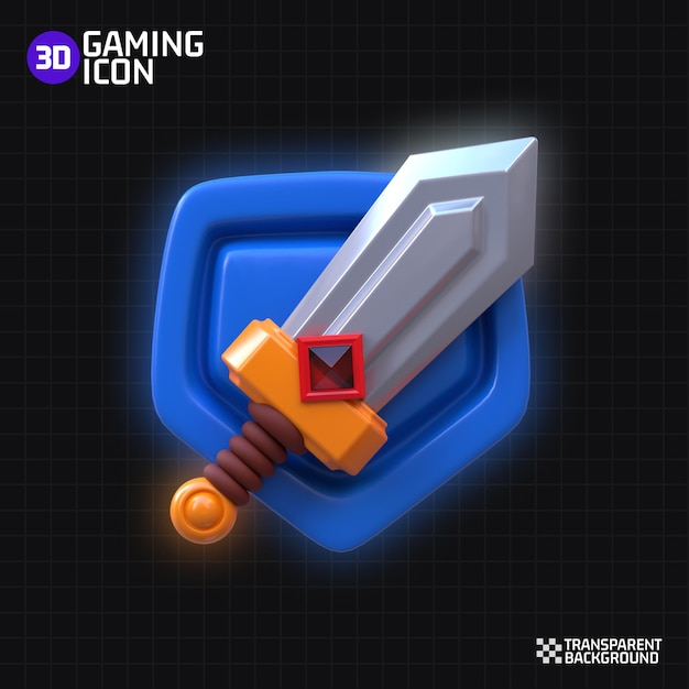 3d rendering sword gaming icon