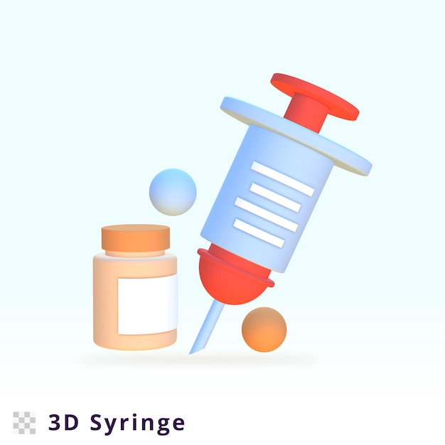 PSD 3d rendering syringe illustration