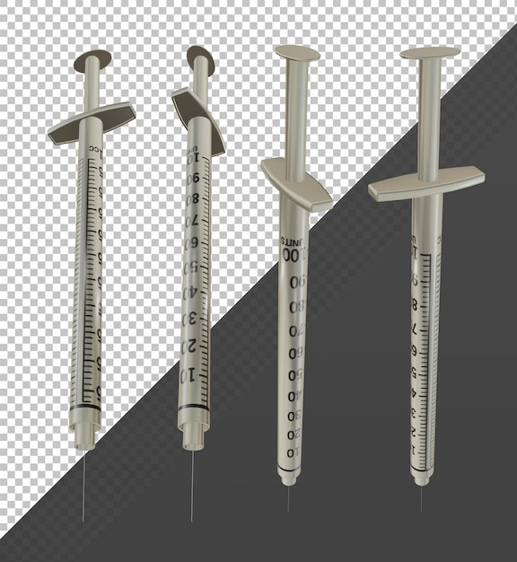 3d rendering syringe medical tool injecting device perspective view