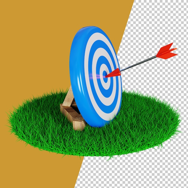 PSD 3d rendering of target on grass