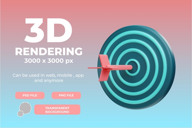 PSD 3d rendering target illustration object with transparent background