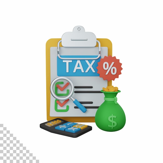 PSD 3d rendering tax percentage isolated useful for business company economy corporate and finance