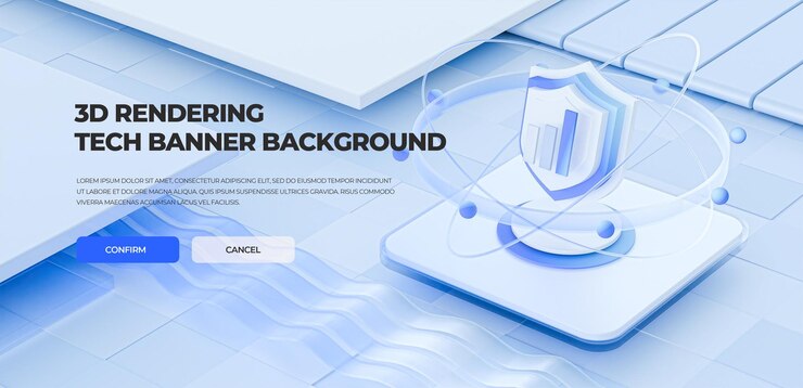 PSD 3d rendering tech banner background