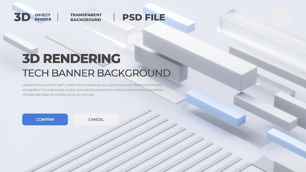 PSD 3d rendering tech banner