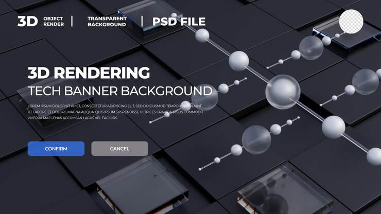 PSD 3d rendering tech banner
