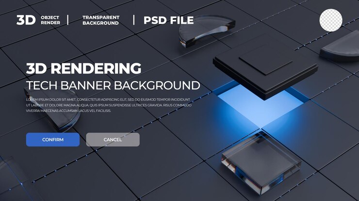PSD 3d rendering tech banner