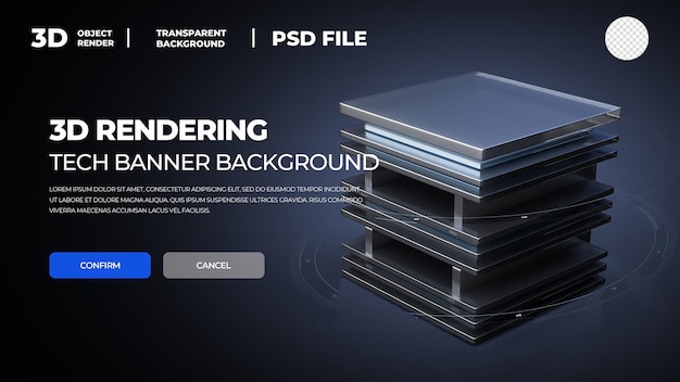 PSD 3d rendering tech banner