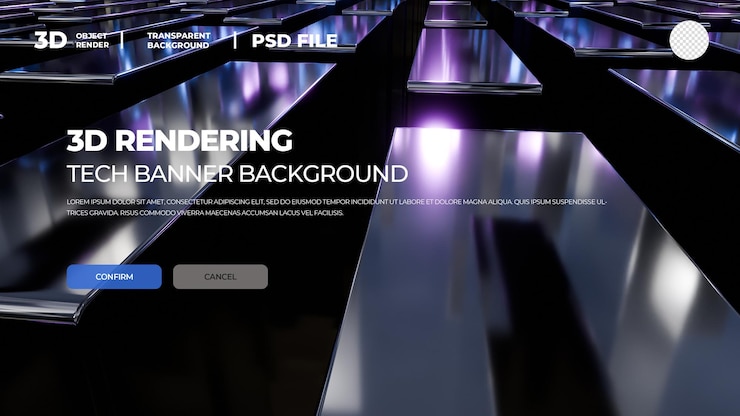 PSD 3d rendering technology geometry background