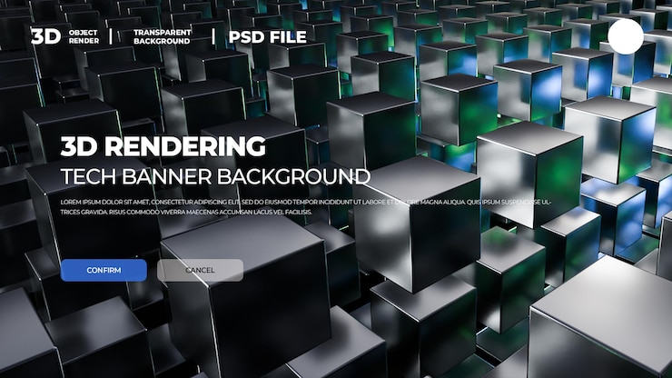 PSD 3d rendering technology geometry background