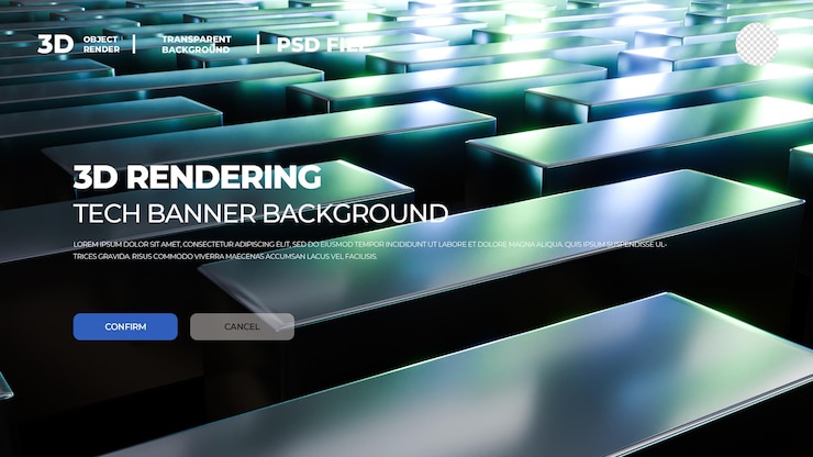 PSD 3d rendering technology geometry background