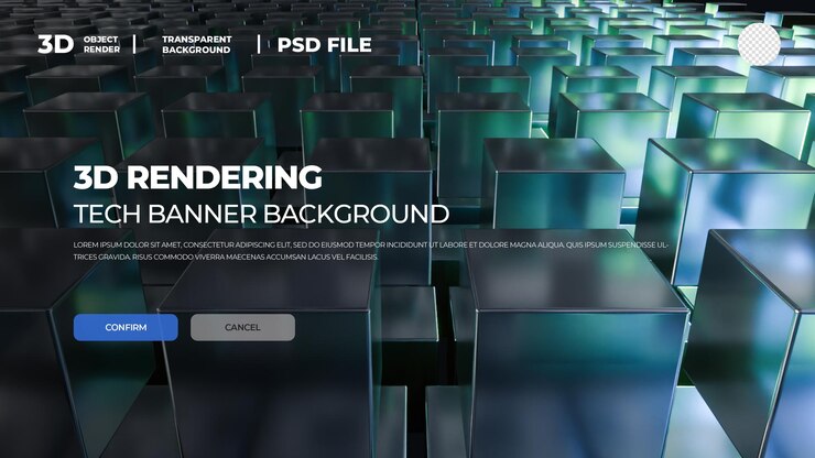 PSD 3d rendering technology geometry background