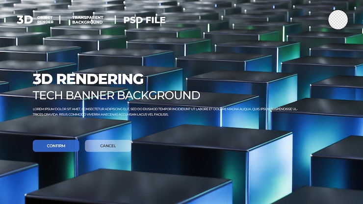 PSD 3d rendering technology geometry background