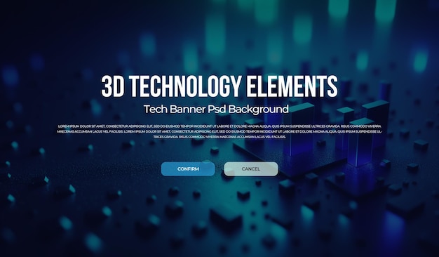 3D-rendering teknologi banner baggrund psd