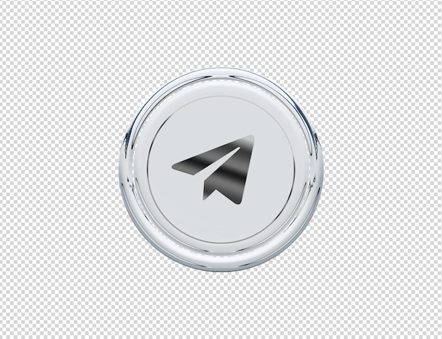 3d rendering telegram icon silver glossy