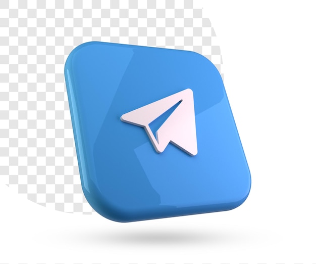 3d rendering telegram icon for social media design with transparent background