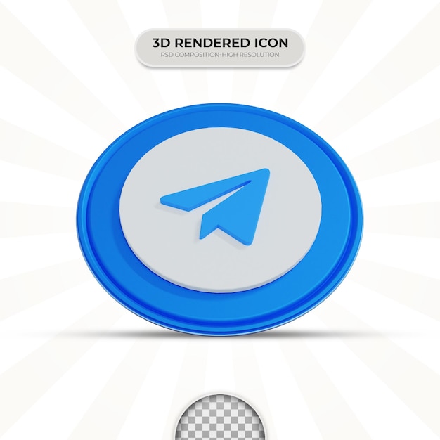 Icona di telegram di rendering 3d