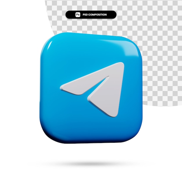 PSD 3d rendering telegram logo application isolated