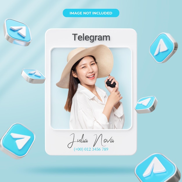 PSD 3d-rendering telegram-profiel