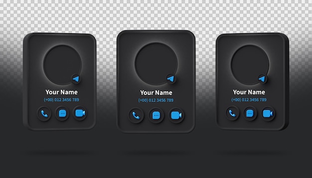PSD rendering 3d raccolte di profili telegram