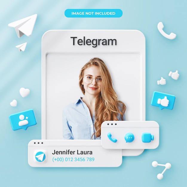 PSD 3d rendering telegram profile