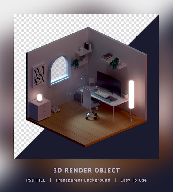 3d rendering template concept isometric room