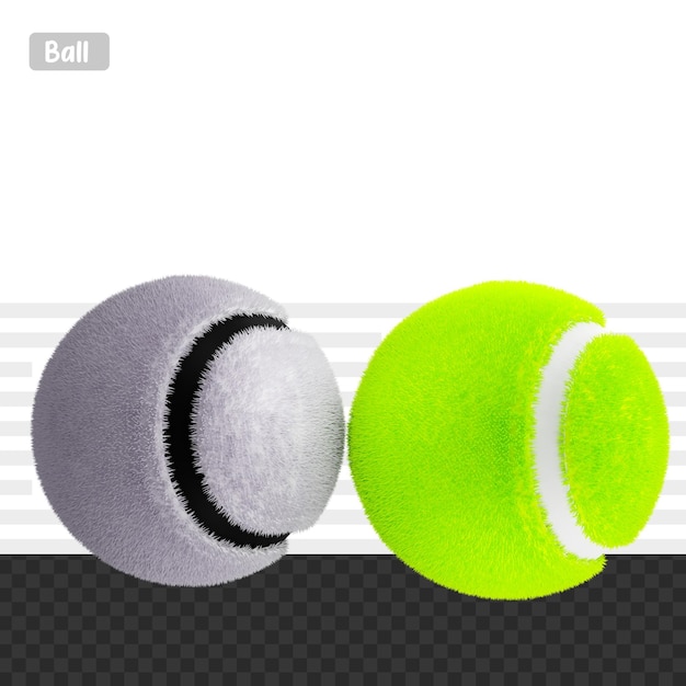 PSD 3d-rendering tennisbal met witte en groene kleur