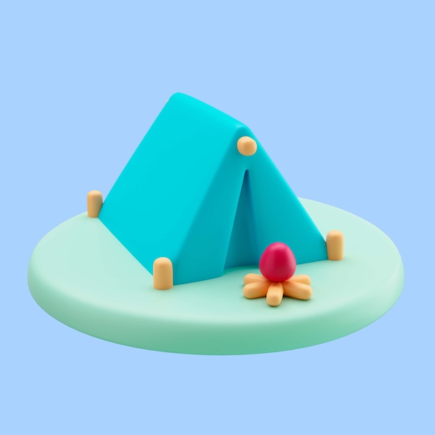 PSD 3d rendering of tent travel icon