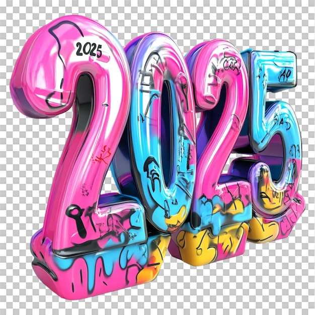 3D rendering Text Design for New Year 2025 Logo Blending with Modern
