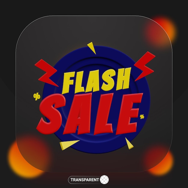 PSD 3d rendering text flash sale sign