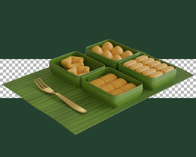 PSD 3d rendering thai auspicious dessert transparent