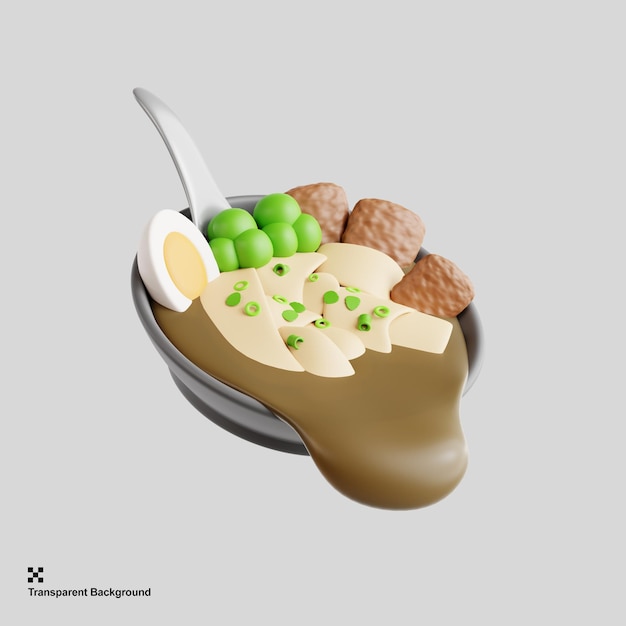 3d-rendering thai boat noodles soup of guay tiew reua rijstnoedels verdikken soep