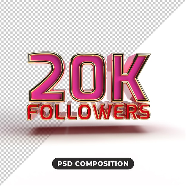 Rendering 3d grazie banner da 20k follower