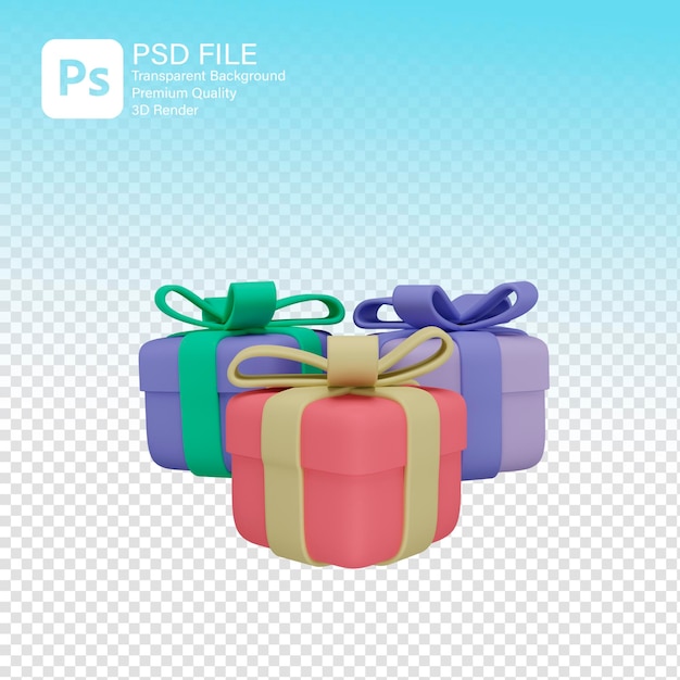 PSD 3d rendering three girt boxes