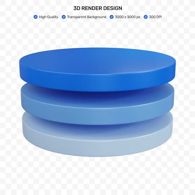 3d rendering three rounded layer isolated