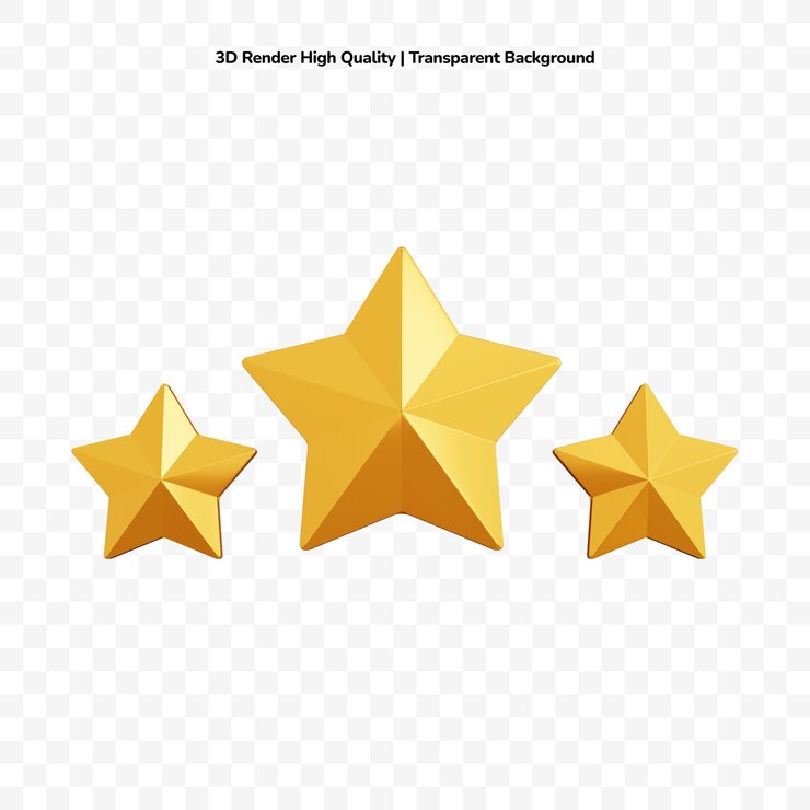 3d rendering three stars isolated