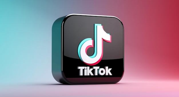 分離されたTikTokアイコンアプリの3Dレンダリング