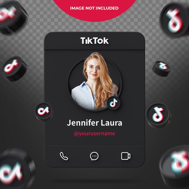 PSD 3d-rendering tiktok-profiel