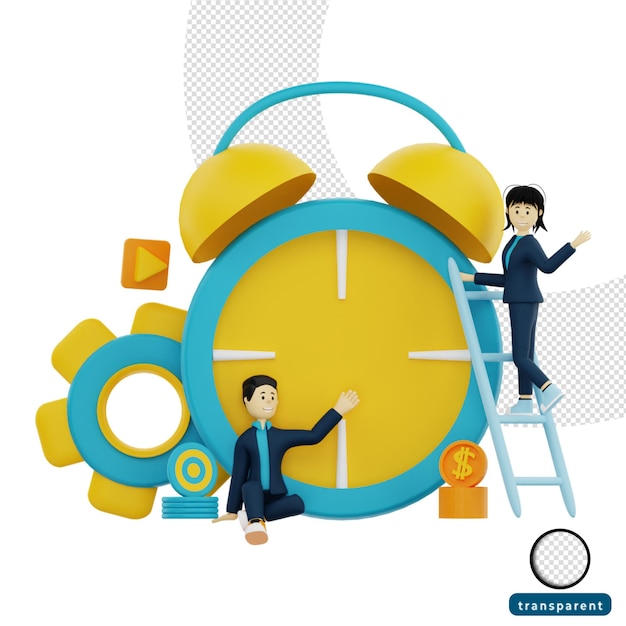 PSD 3d rendering time management illustration