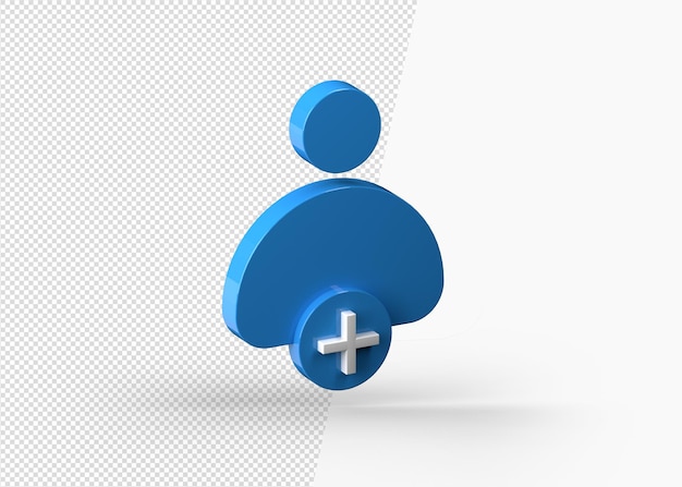 3d-rendering toevoegen contactpictogram met blauwe kleur geïsoleerd