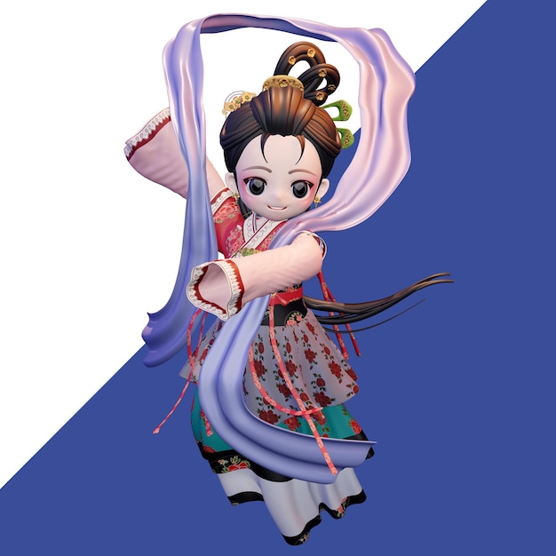 3d rendering of traditional midautumn festival story change flying to the moon