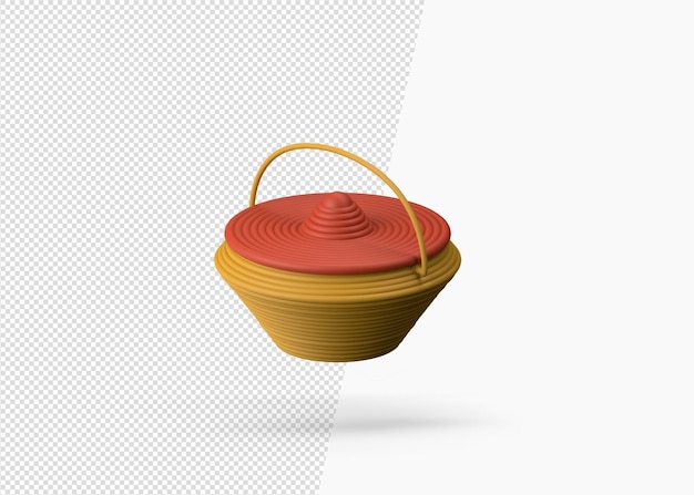 PSD 3d rendering traditional wicker basket