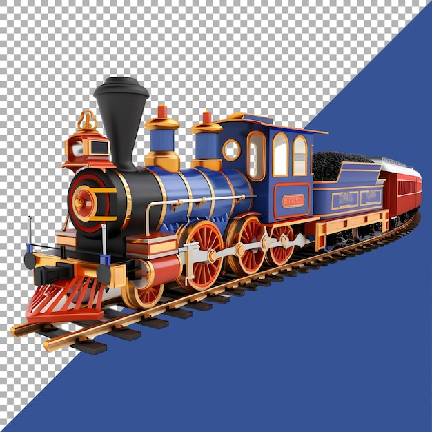 PSD 3d rendering of a train engine on transparent background ai generated