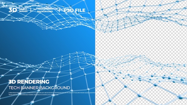 3d rendering transparante achtergrond tech stippellijn psd gelaagd