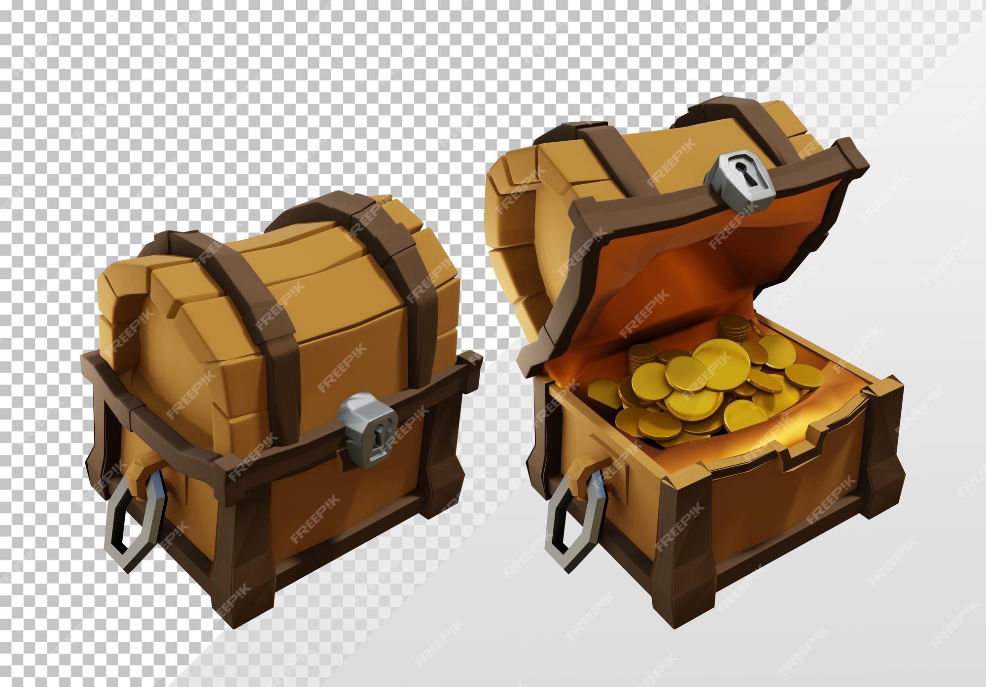 Premium Photo  Chest full of gold coins on a white background. 3d render