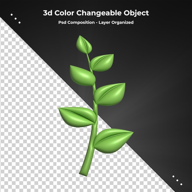 PSD 3d визуализация кусты деревьев зеленые лесные растения зеленое дерево 3d для композиции