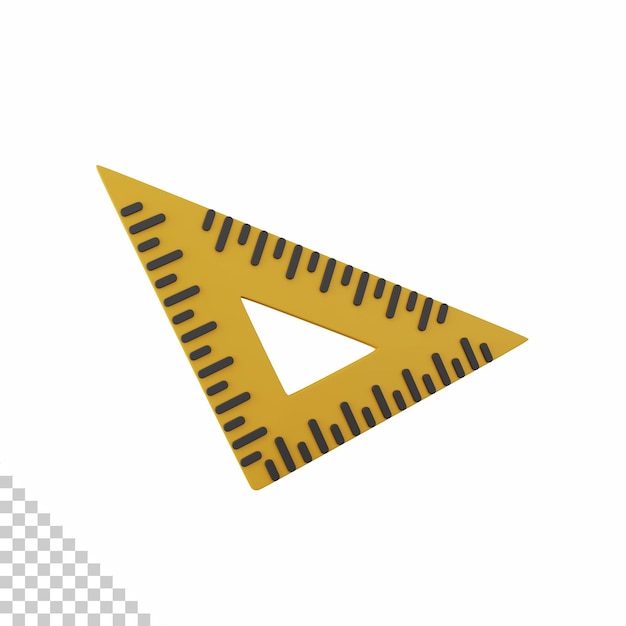 3d rendering triangle ruler isolated useful for education learning knowledge school and class