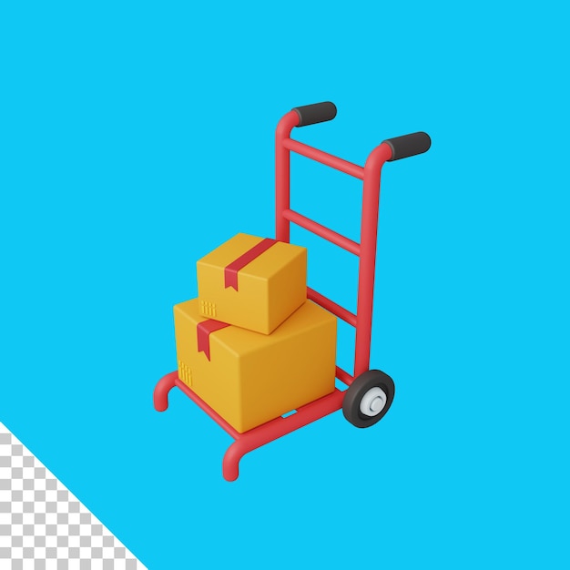 3D-rendering trolley geïsoleerd nuttig voor e-commerce of zakelijke online ontwerp illustratie premium