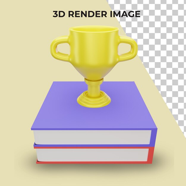 Rendering 3d di un trofeo con un concetto di ritorno a scuola premium psd