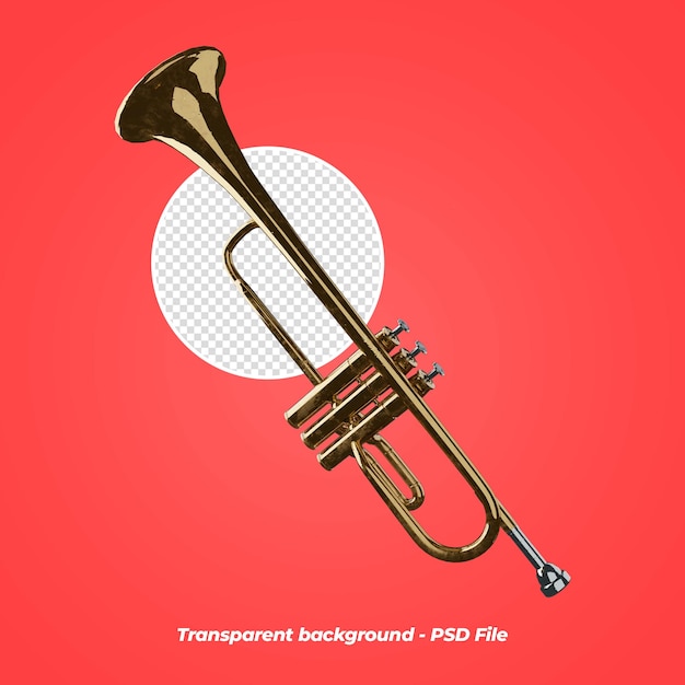 3d rendering trumpet isolated